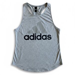 New Adidas Climalite Logo Racerback Tank Top Heather Gray Lightweight Size M